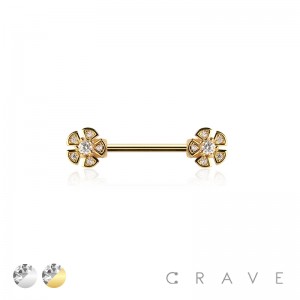 MULTI CZ FLOWER 316L SURGICAL STEEL NIPPLE RING